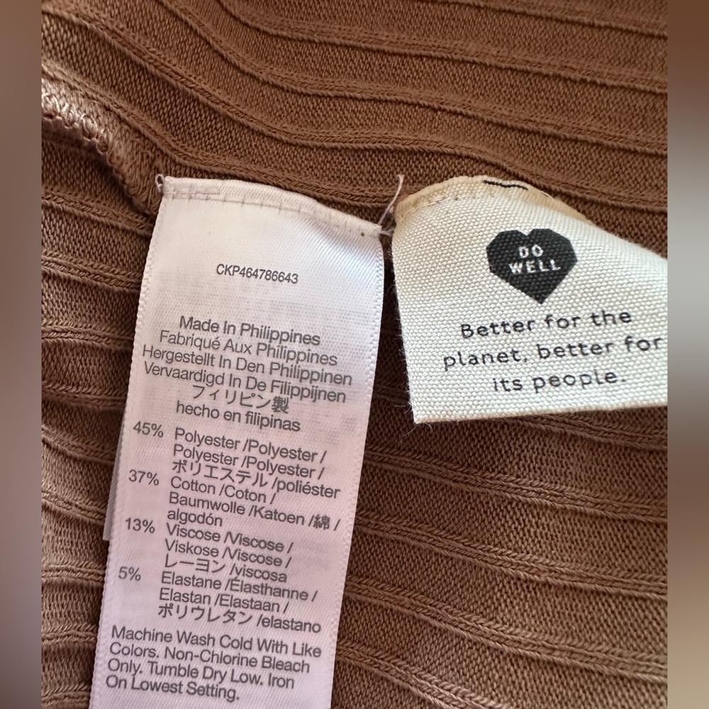 Madewell Fitted Ribbed Button-Up Sweater Dress Camel Tan Large NWT Retail $110 - Picture 11 of 15